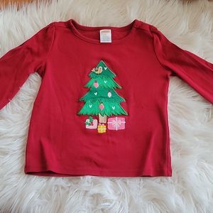 Gymboree Red Long Sleeve Tee with Christmas Tree Design